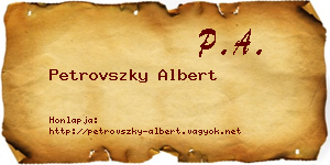 Petrovszky Albert névjegykártya
