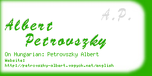 albert petrovszky business card